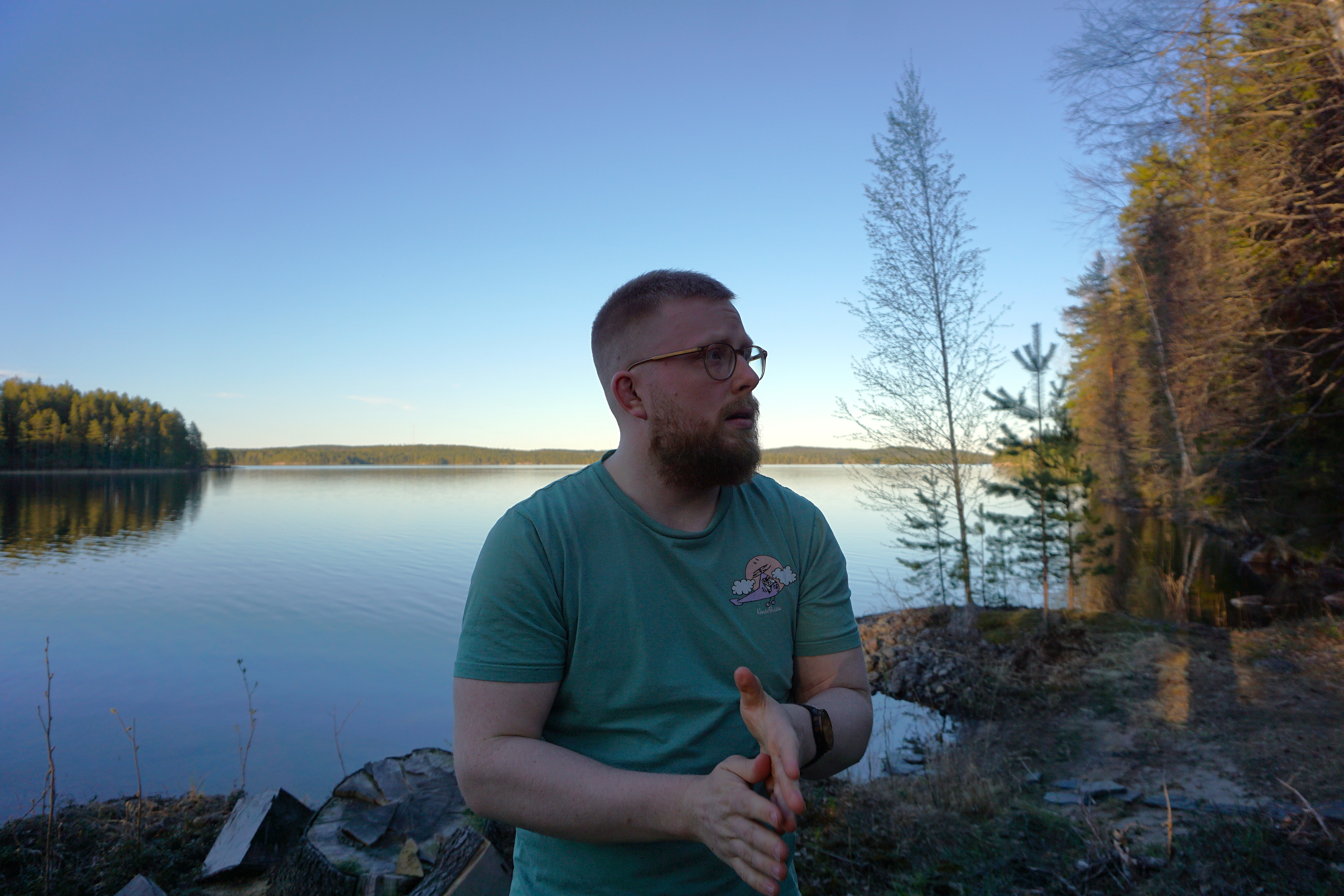 Reijo Jaakkola by a lake in Finland